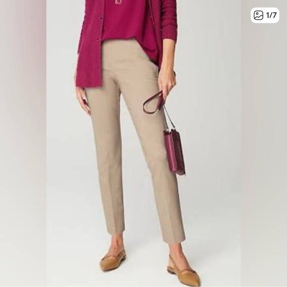 NWT J.Jill Essential Cotton Slim Leg Pants Tan Canvas - 8P - Picture 2 of 7